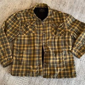 Men's MBX Checkered Shirt Jacket in Mustard and Olive
